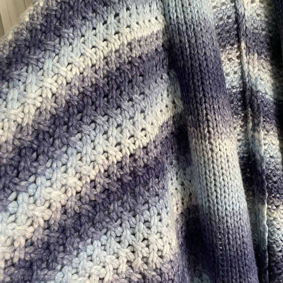 Cardigan Sweaters Blue White Navy Seas Combo Cardigan - S Knit Boho Oversized - Picture 3 of 7